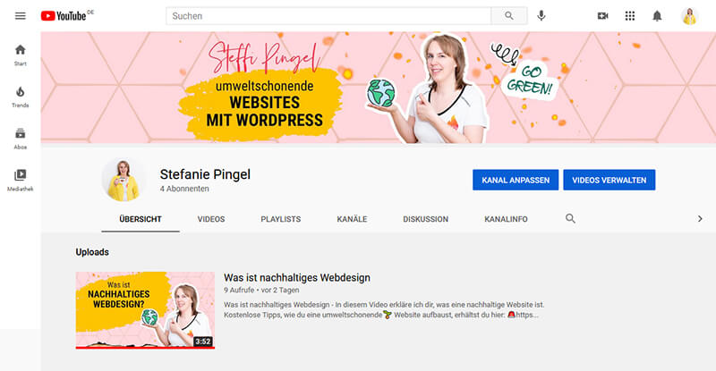 YouTube Kanal von Steffi PIngel